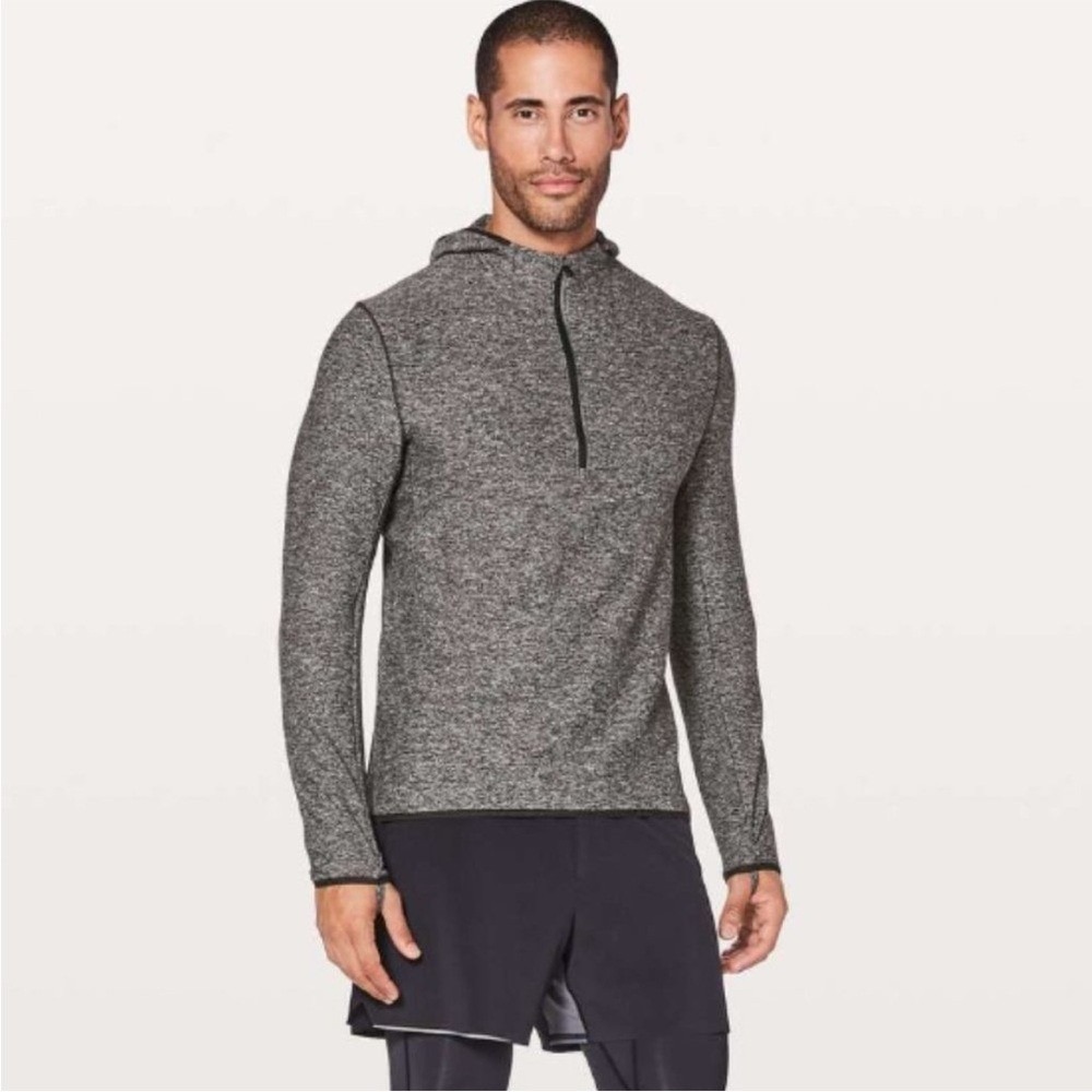 Lululemon Surge Warm 1/2 Zip Hoodie Heathered Gray  Sweatshirt Size Medium